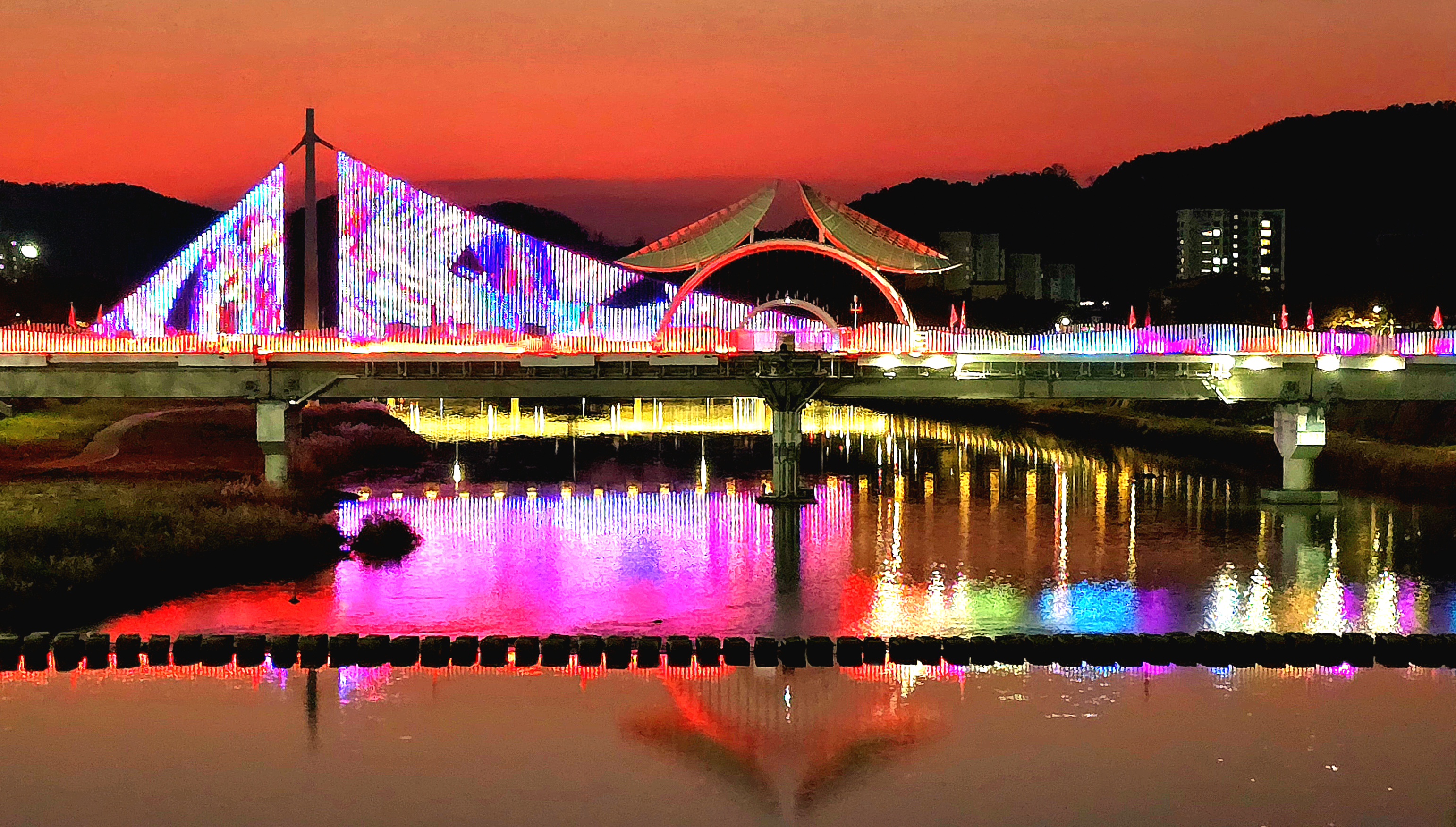 별 빛 다리 야경